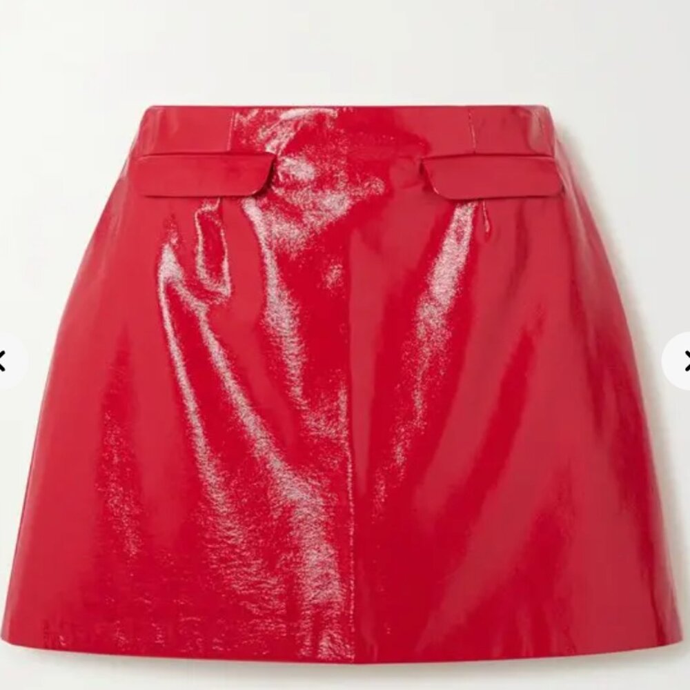 Alexa Chung faux patent leather red mini skirt. Size 10